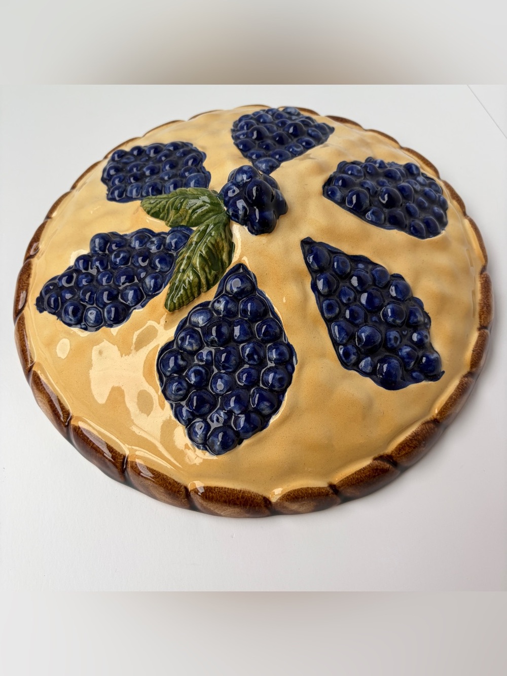VTG 1960’s Ceramic Blueberry Pie Dish TOP ONLY Replacement Made in Portugal